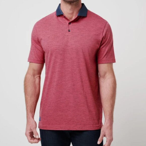 NWT New Travis Mathew Men's Common Interest Medium M Polo Golf Shirt  Rose Wine - Picture 1 of 5